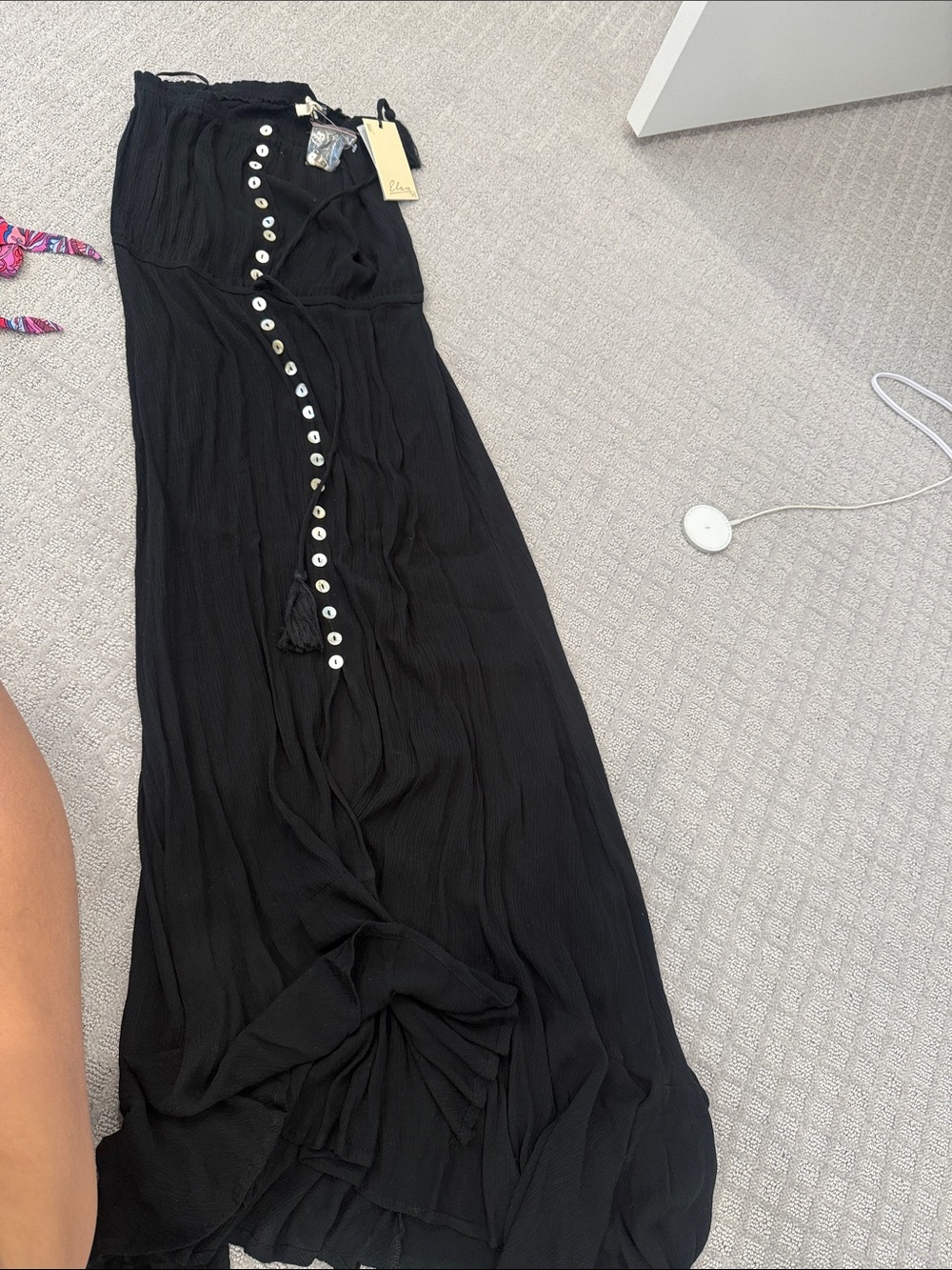 Elan Black Button-Front Maxi Dress